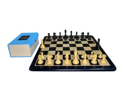 3.75” REPRODUCTION OF DRUEKE PLAYER CHOICE HEAVY WEIGHTED CHESS PIECES, 21” EBONY BOARD AND CHESS BOX - Image 2
