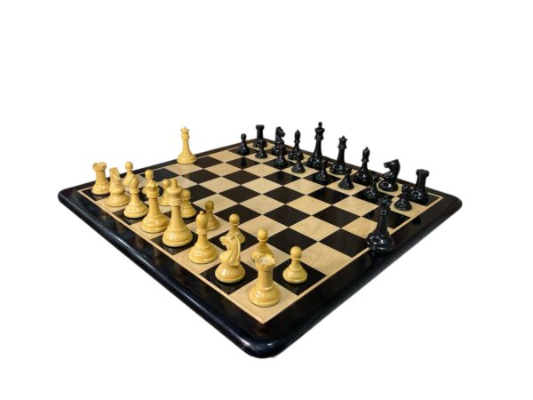 3.75” REPRODUCTION OF DRUEKE PLAYER CHOICE EBONISED WEIGHTED CHESS PIECES - Image 10