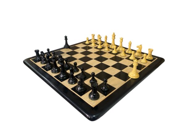 3.75” REPRODUCTION OF DRUEKE PLAYER CHOICE EBONISED WEIGHTED CHESS PIECES - Image 9