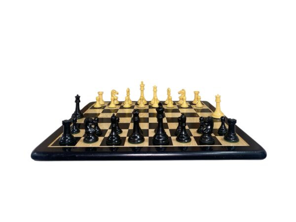 3.75” REPRODUCTION OF DRUEKE PLAYER CHOICE HEAVY WEIGHTED CHESS PIECES, 21” EBONY BOARD - Image 5