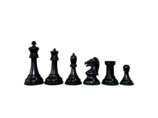 3.75” REPRODUCTION OF DRUEKE PLAYER CHOICE EBONISED WEIGHTED CHESS PIECES - Image 2