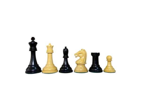 3.75” REPRODUCTION OF DRUEKE PLAYER CHOICE EBONISED WEIGHTED CHESS PIECES