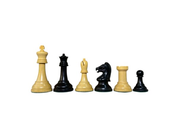 3.75” REPRODUCTION OF DRUEKE PLAYER CHOICE EBONISED WEIGHTED CHESS PIECES - Image 5