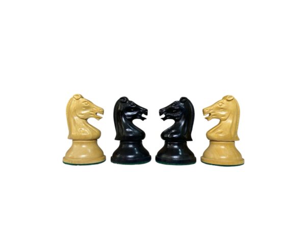 3.75” REPRODUCTION OF DRUEKE PLAYER CHOICE EBONISED WEIGHTED CHESS PIECES - Image 6