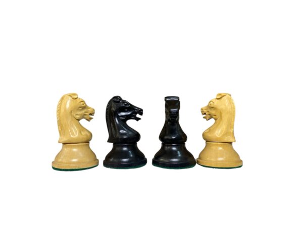 3.75” REPRODUCTION OF DRUEKE PLAYER CHOICE EBONISED WEIGHTED CHESS PIECES - Image 7