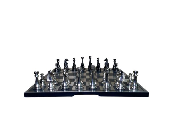 3.2” ALUMINIUM CHESS SET WITH 16” ALUMINIUM PLATED CHESSBOARD - Image 3