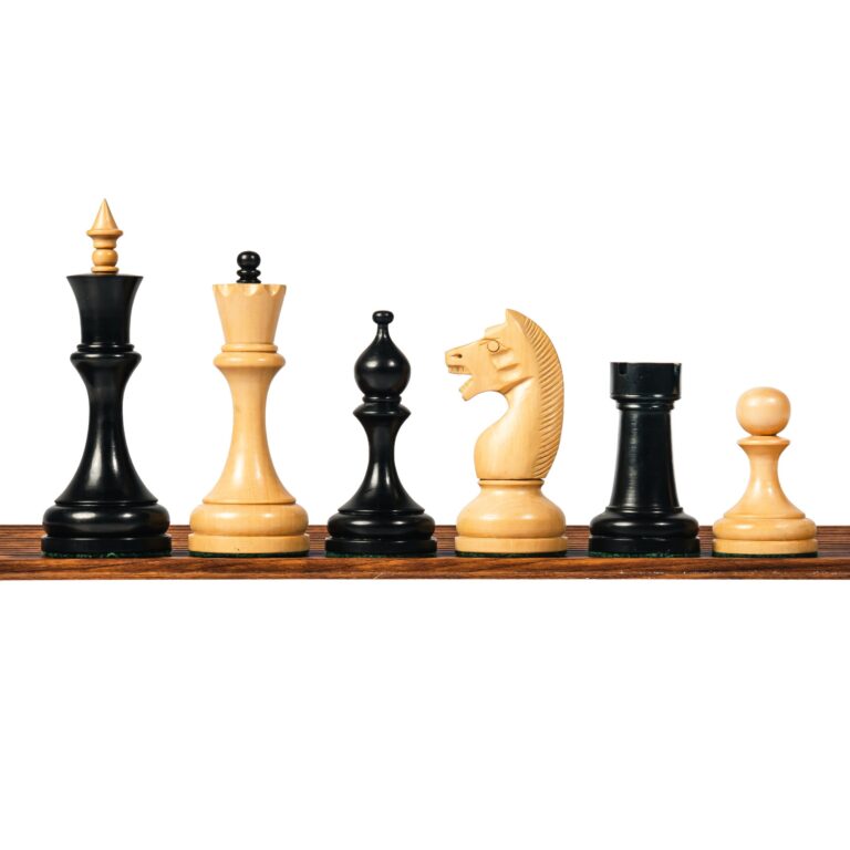 Soviet Russian 1960s ebonised chess pieces – premium Indian chess pieces for wooden chess board