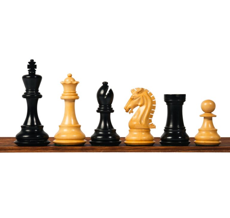 Mohawk knight Staunton ebonised chess pieces – premium Indian chess pieces for wooden chess board