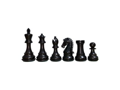 3.9” MOHAWK KNIGHT STAUNTON DOUBLE WEIGHTED EBONISED CHESS PIECES - Image 3