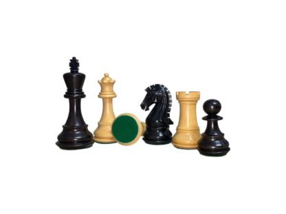 3.9” MOHAWK KNIGHT STAUNTON DOUBLE WEIGHTED EBONISED CHESS PIECES - Image 4