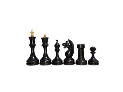 4.5” CIRCA 1960’s SOVIET RUSSIAN DOUBLE WEIGHTED EBONISED CHESS PIECES - Image 3