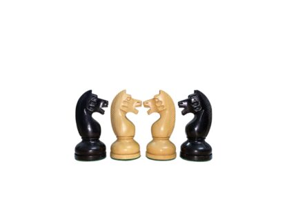 4.5” CIRCA 1960’s SOVIET RUSSIAN DOUBLE WEIGHTED EBONISED CHESS PIECES - Image 5