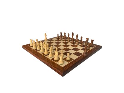 3.8” REYKJAVIK STAUNTON WOODEN WEIGHTED CHESS PIECES, 21” WOODEN CHESSBOARD & STORAGE BOX - Image 4