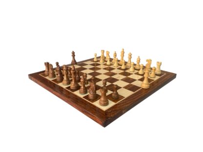 3.8” REYKJAVIK STAUNTON WOODEN WEIGHTED CHESS PIECES, 21” WOODEN CHESSBOARD & STORAGE BOX - Image 2