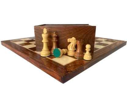 3.8” REYKJAVIK STAUNTON WOODEN WEIGHTED CHESS PIECES, 21” WOODEN CHESSBOARD & STORAGE BOX