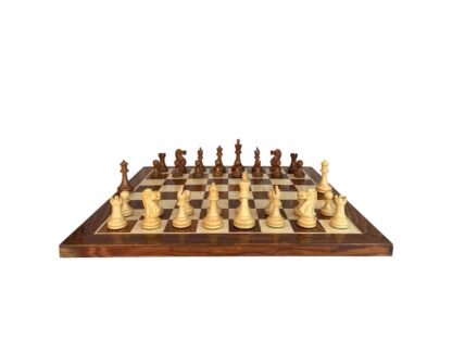 3.9” LAUGHING KNIGHT STAUNTON WEIGHTED CHESS PIECES, 21” WOODEN CHESSBOARD & STORAGE BOX - Image 3