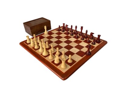 3.8” ROYAL KNIGHT STAUNTON TRIPLE WEIGHTED CHESS PIECES WITH 21” PADAUK WOOD BOARD & BOX