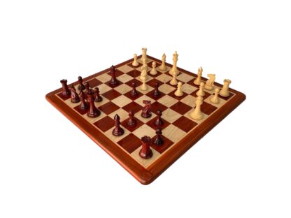 3.8” ROYAL KNIGHT STAUNTON TRIPLE WEIGHTED CHESS PIECES WITH 21” PADAUK WOOD BOARD & BOX - Image 4