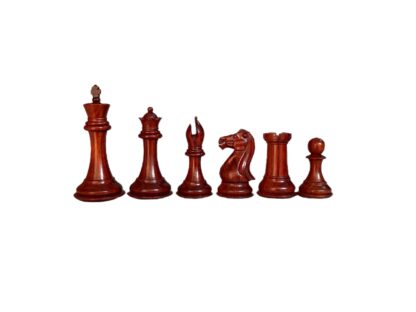 3.8” ROYAL KNIGHT STAUNTON TRIPLE WEIGHTED CHESS PIECES WITH 21” PADAUK WOOD BOARD & BOX - Image 6