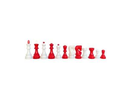 3.9” RUSSIAN ZAGREB 1959’ PAINTED WEIGHTED CHESS PIECES WITH EXTRA QUEENS - Image 3