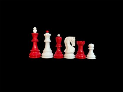 3.9” RUSSIAN ZAGREB 1959’ PAINTED WEIGHTED CHESS PIECES WITH EXTRA QUEENS - Image 2