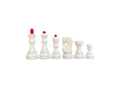 3.9” RUSSIAN ZAGREB 1959’ PAINTED WEIGHTED CHESS PIECES WITH EXTRA QUEENS - Image 5
