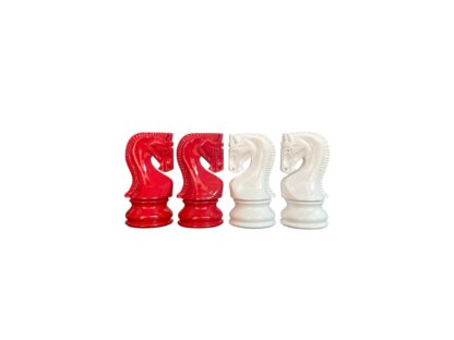 3.9” RUSSIAN ZAGREB 1959’ PAINTED WEIGHTED CHESS PIECES WITH EXTRA QUEENS - Image 7