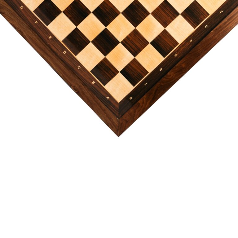 Premium wooden chess board in golden rosewood and maple with 55mm squares – tournament style Indian chess board