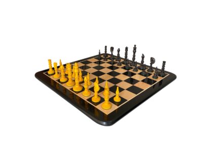 4.7” MUGHAL EBONY & ANTIQUE CHESS PIECES - slightly imperfect - Image 15
