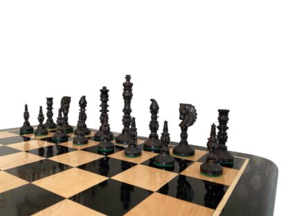4.7” MUGHAL EBONY & ANTIQUE CHESS PIECES - slightly imperfect - Image 13