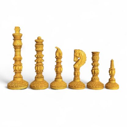 4.7” MUGHAL EBONY & ANTIQUE CHESS PIECES - slightly imperfect