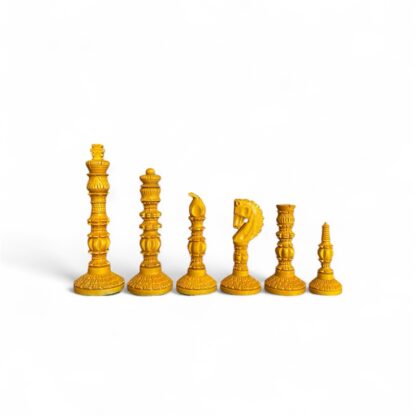 4.7” MUGHAL EBONY & ANTIQUE CHESS PIECES - slightly imperfect - Image 3