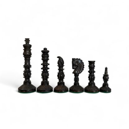 4.7” MUGHAL EBONY & ANTIQUE CHESS PIECES - slightly imperfect - Image 2