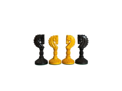 4.7” MUGHAL EBONY & ANTIQUE CHESS PIECES - slightly imperfect - Image 10