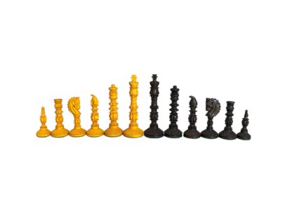 4.7” MUGHAL EBONY & ANTIQUE CHESS PIECES - slightly imperfect - Image 4