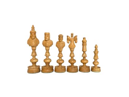 7” REAL KING CASTLE PADAUK(BUD) WOOD & BOXWOOD CHESS PIECES - Image 2