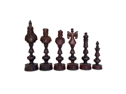 7” REAL KING CASTLE PADAUK(BUD) WOOD & BOXWOOD CHESS PIECES - Image 3