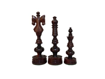 7” REAL KING CASTLE PADAUK(BUD) WOOD & BOXWOOD CHESS PIECES - Image 4
