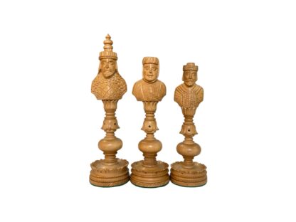 7” REAL KING CASTLE PADAUK(BUD) WOOD & BOXWOOD CHESS PIECES - Image 6