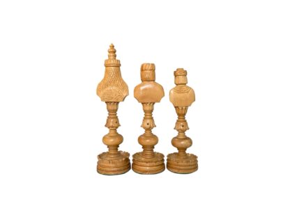 7” REAL KING CASTLE PADAUK(BUD) WOOD & BOXWOOD CHESS PIECES - Image 7