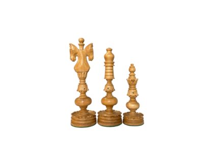 7” REAL KING CASTLE PADAUK(BUD) WOOD & BOXWOOD CHESS PIECES - Image 8