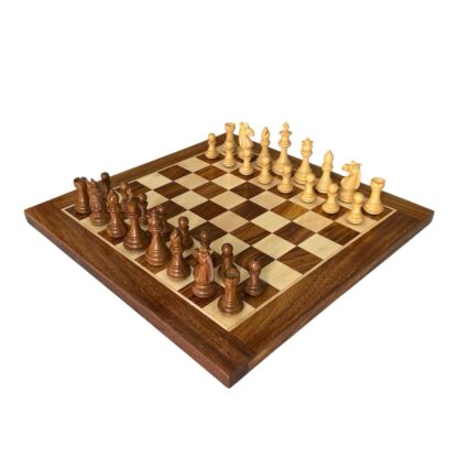 3.4” MEGHDOOT STAUNTON WEIGHTED GOLDEN ROSEWOOD CHESS PIECES & 16” GOLDEN ROSEWOOD CHESSBOARD - Image 2
