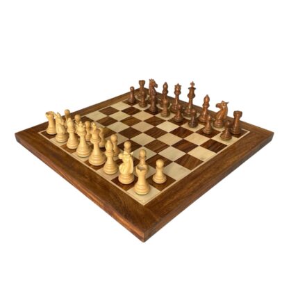 3.4” MEGHDOOT STAUNTON WEIGHTED GOLDEN ROSEWOOD CHESS PIECES & 16” GOLDEN ROSEWOOD CHESSBOARD
