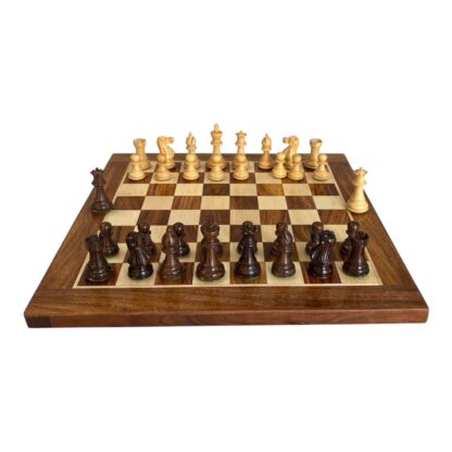3.1” PROFESSIONAL STAUNTON ROSEWOOD WEIGHTED CHESS PIECES & 16” GOLDEN ROSEWOOD CHESSBOARD - Image 3