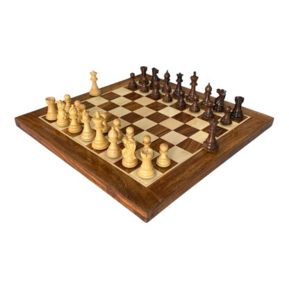 3.1” PROFESSIONAL STAUNTON ROSEWOOD WEIGHTED CHESS PIECES & 16” GOLDEN ROSEWOOD CHESSBOARD