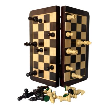 12 “ PREMIUM ROSEWOOD TRAVEL FOLDING MAGNETIC CHESS SET - Image 2