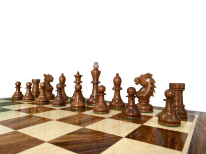 3.9” REPRODUCED BOHEMIAN GOLDEN ROSEWOOD TRIPLE WEIGHTED CHESS PIECES & 21” GOLDEN ROSEWOOD CHESSBOARD - Image 7
