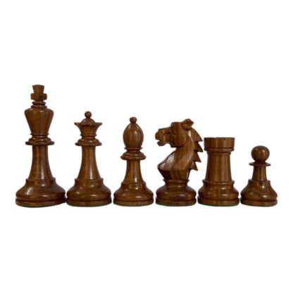 3.9” REPRODUCED BOHEMIAN GOLDEN ROSEWOOD TRIPLE WEIGHTED CHESS PIECES & 21” GOLDEN ROSEWOOD CHESSBOARD - Image 3