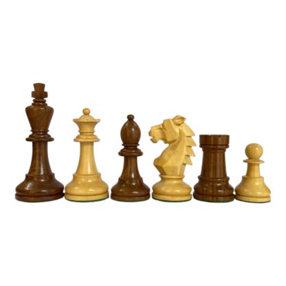 3.9” REPRODUCED BOHEMIAN GOLDEN ROSEWOOD TRIPLE WEIGHTED CHESS PIECES & 21” GOLDEN ROSEWOOD CHESSBOARD - Image 2