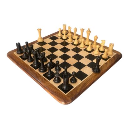 4.4 STAUNTON MODERN EMPIRE EBONY WOOD CHESS PIECES & 21” EBONY WOOD CHESSBOARD - Image 2